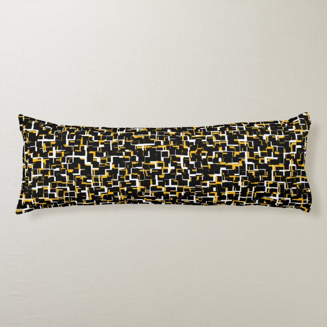 Digital Camo Black White Yellow Pattern Body Cushion (Front)