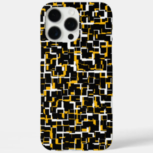 Digital Camo Black White Yellow Pattern iPhone 16 Pro Max Case