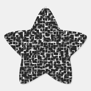 Digital Camo Black White Yellow Pattern Star Sticker