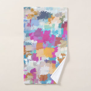 Digital Camo Blue Yellow Pink Pattern Hand Towel