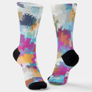 Digital Camo Blue Yellow Pink Pattern Socks