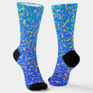Digital Camo Blue Yellow Pink Pattern Socks