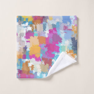 Digital Camo Blue Yellow Pink Pattern Wash Cloth