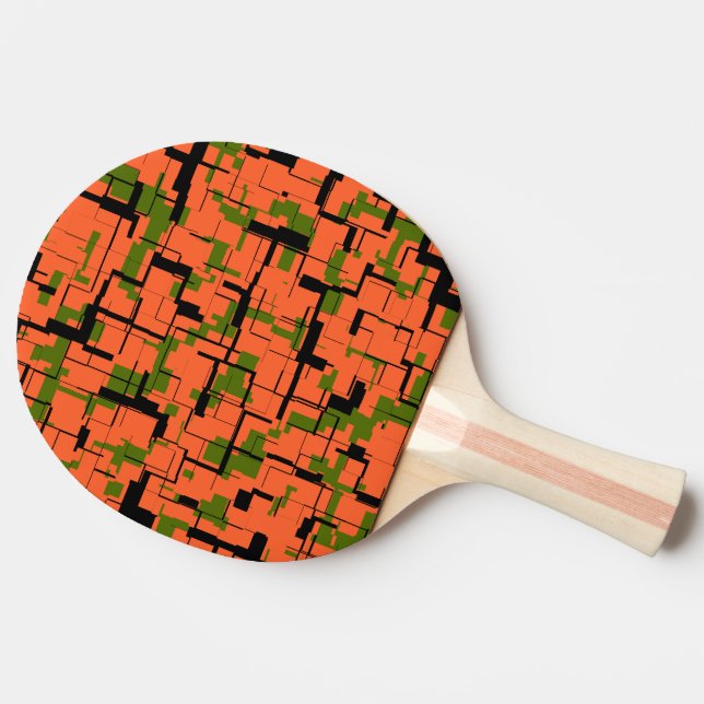 Digital Camo Green Orange Black Pattern Ping Pong Paddle (Side)
