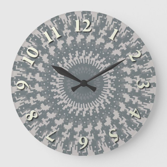Digital Camo Kaleidoscope Large Clock (Front)