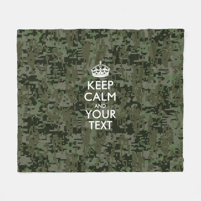 Digital Camo Keep Calm And Your Text Fleece Blanket (Front (Horizontal))