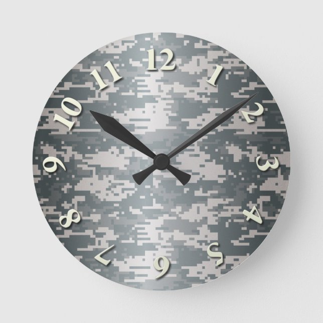 Digital Camo Round Clock (Front)