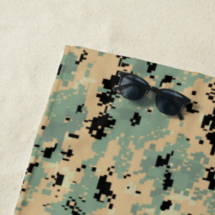 Digital Camo – Tan-Green LG camo pattern Beach Towel