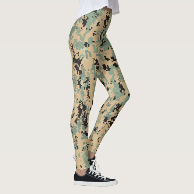 Digital Camo – Tan-Green LG camo pattern Leggings (Right)