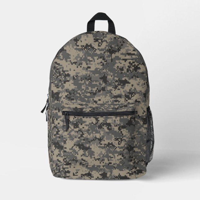 Digital camouflage military army pixel camo print printed backpack (Front)