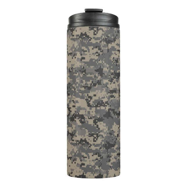 Digital camouflage military army pixel camo print thermal tumbler (Front)