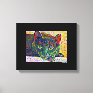 Digital Cat Art Wrapped Canvas