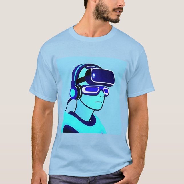 Digital Character Wearing Virtual Heads T-Shirt (Front)