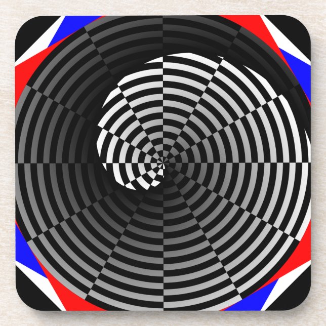 Digital Chequered Yin Yang by Kenneth Yoncich Coaster (Front)
