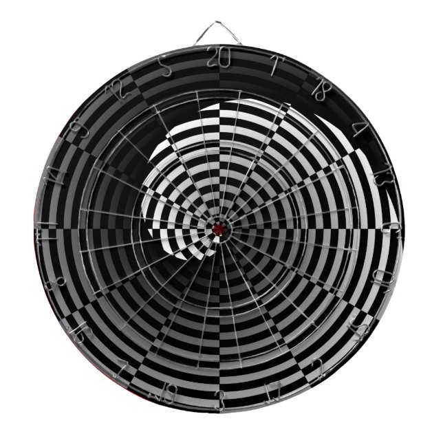 Digital Chequered Yin Yang by Kenneth Yoncich Dartboard (Front)