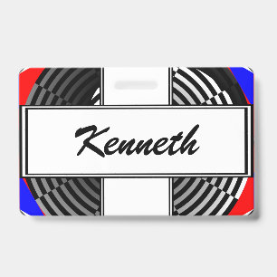 Digital Chequered Yin Yang by Kenneth Yoncich ID Badge