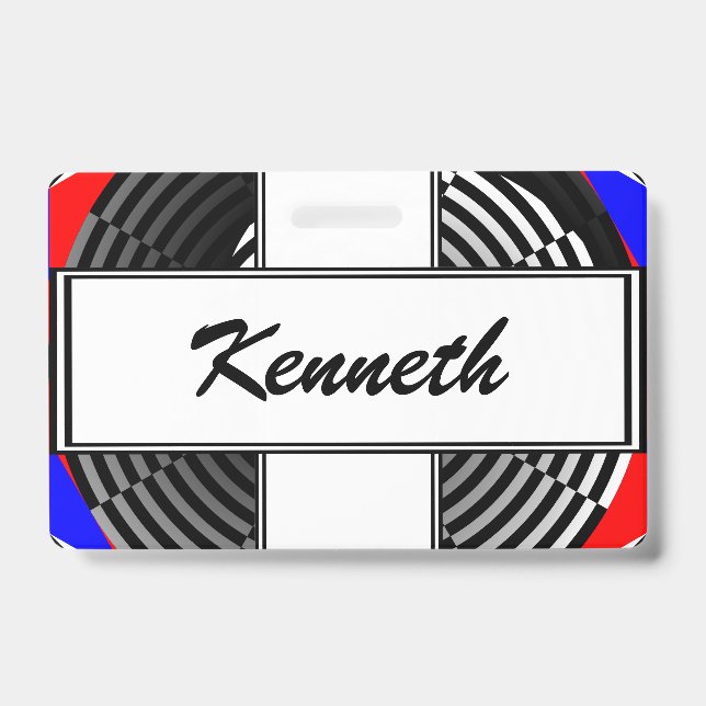 Digital Chequered Yin Yang by Kenneth Yoncich ID Badge (Front)
