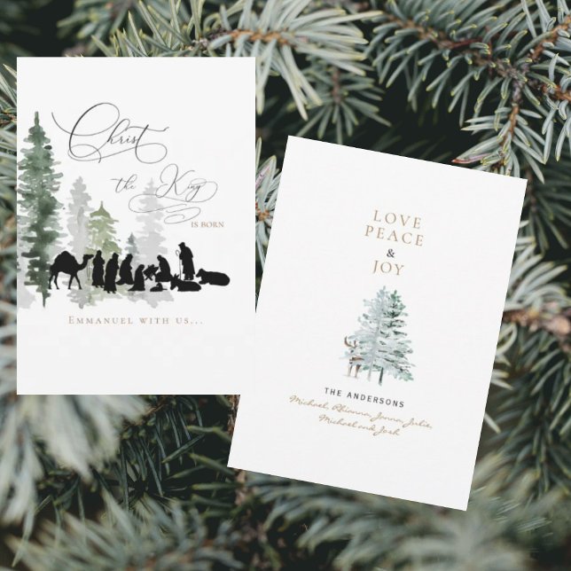 Digital Christ the King is Born Navity Christmas Holiday Card (Creator Uploaded)