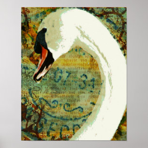 Digital Collage Swan Poster