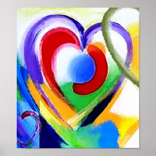 Digital color Hearts Poster