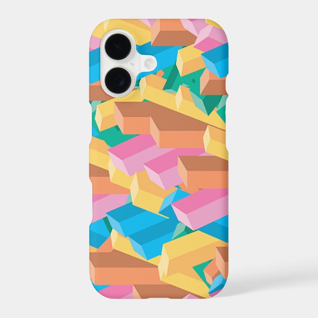 Digital Colourful Crystal Blocks Retro Abstract Ar (Back)