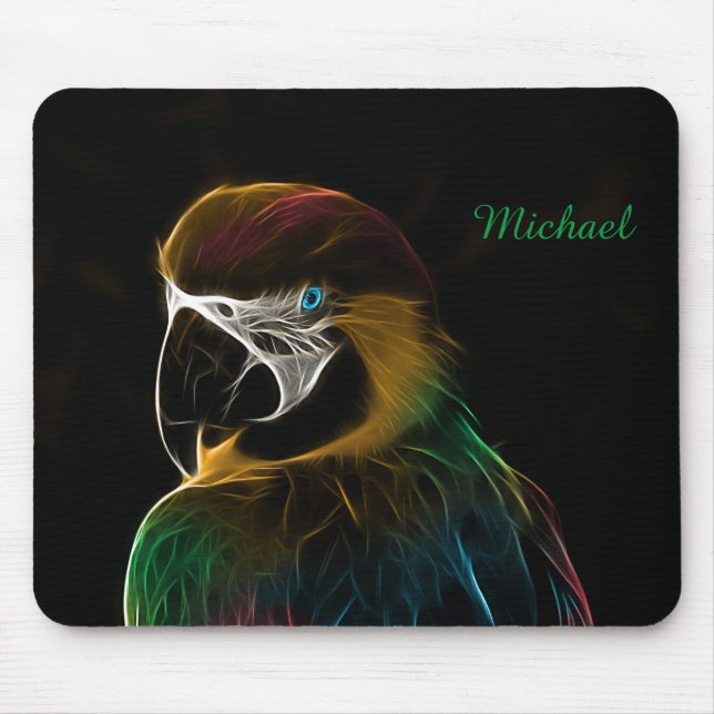 Digital colourful parrot fractal mouse pad (Front)