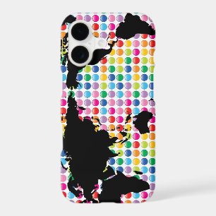 Digital Colourful Rainbow Dots World Map Phone