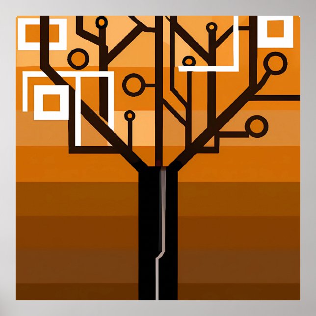 Digital colourful tree AI art poster (Front)