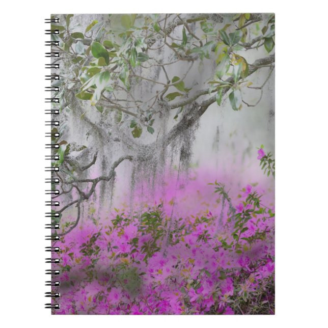 Digital Composite of Azaleas and magnolia tree Spiral Notebook (Front)