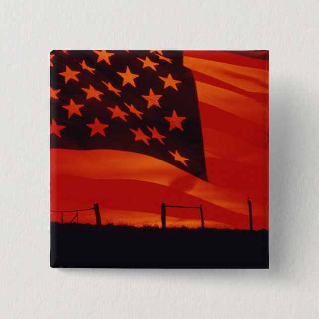 Digital composite of the American Flag 15 Cm Square Badge (Front)