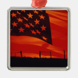 Digital composite of the American Flag Metal Tree Decoration