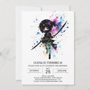 Digital Custom Ninja Girl Birthday Invitation