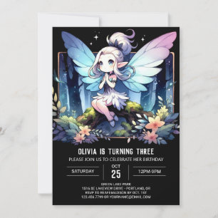 Digital Cute Fairy Birthday Invitation