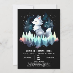 Digital Cute Wolf Birthday  Invitation