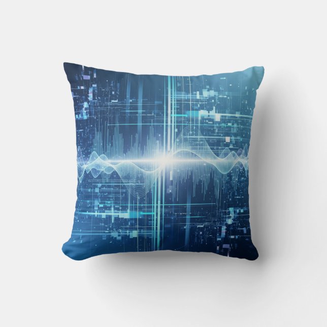 Digital Data Flow - Tech Wall Art Cushion (Front)