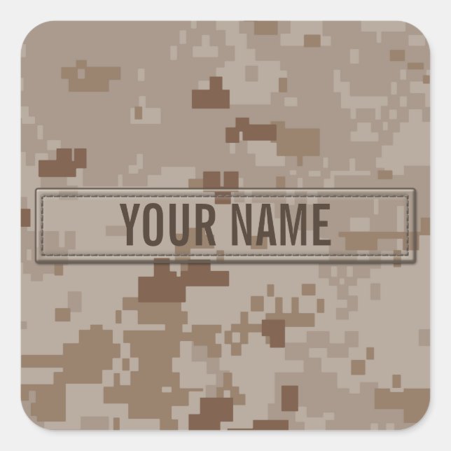 Digital Desert Camouflage Customisable Square Sticker (Front)