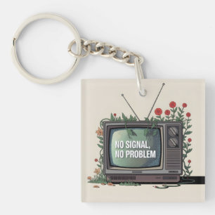 Digital Detox TV with "No Signal, No Problem" Key Ring