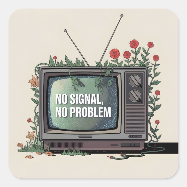 Digital Detox TV with "No Signal, No Problem" Square Sticker (Front)