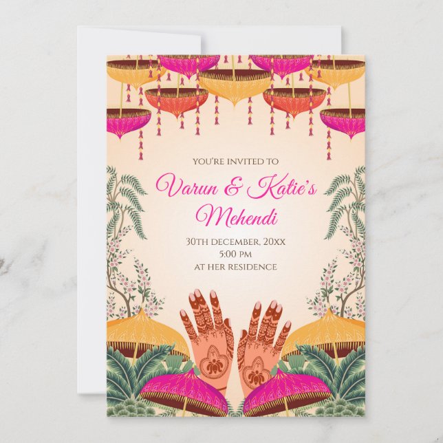 Digital Dholki invitation Mendhi Night invite (Front)