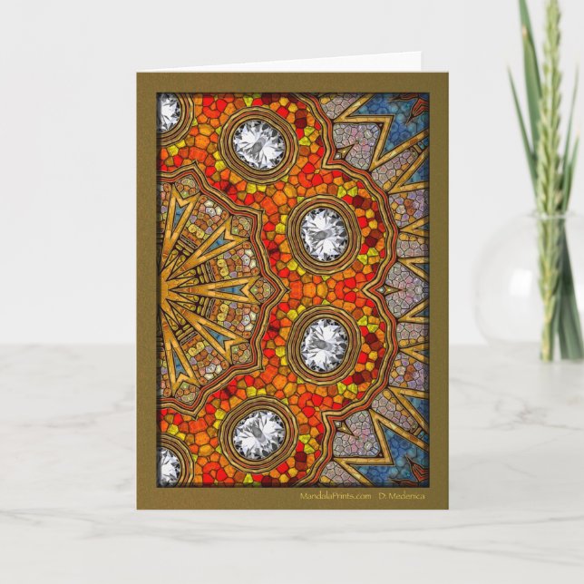 Digital Diamonds Mandala Holiday Card (Front)