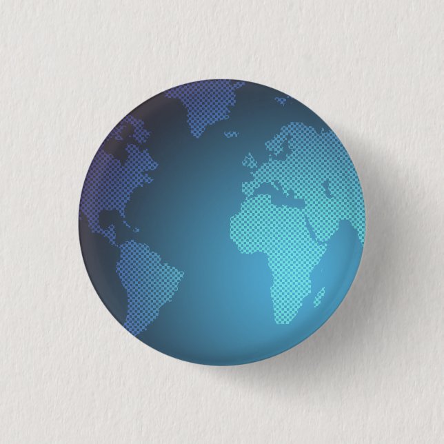 Digital Dot World Map Gradient Art 3 Cm Round Badge (Front)