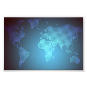 Digital Dot World Map Gradient Art Photo Print