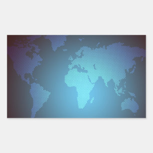 Digital Dot World Map Gradient Art Rectangular Sticker