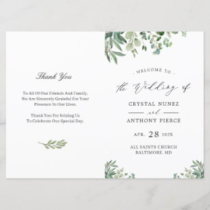 Digital Download Eucalyptus Leaves Wedding Program Invitation