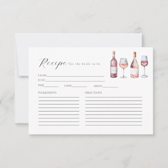 Digital Download Vino Before Vows Recipe Card (Front)