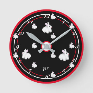 Digital drawing Cute rabbits LS Round Clock