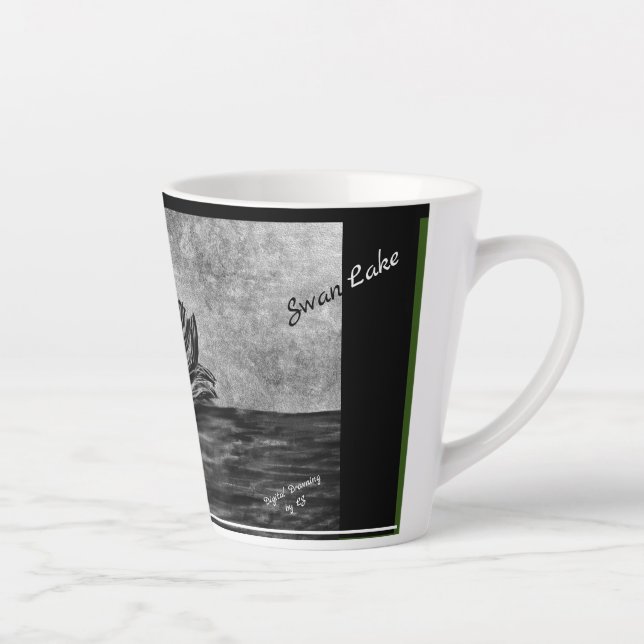 Digital drawing Swan Lake LS Latte Mug (Right)