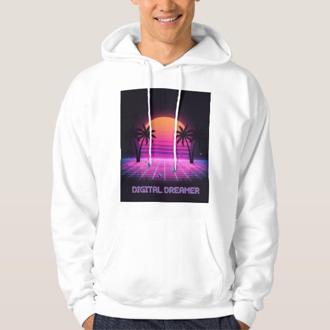 Digital Dreamer Oversized Synthwave Hoodie (Front)