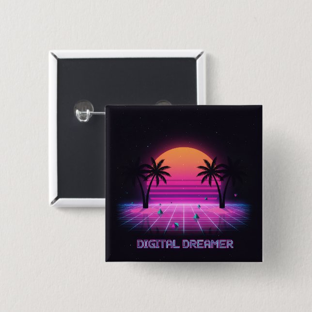 Digital Dreamer Retro Lapel Button (Front & Back)