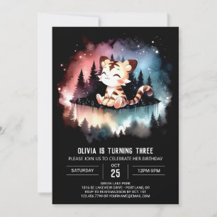 Digital Dreamy Tiger Birthday Invitation